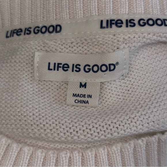 Life Is Good NEW Strawberry embroidered sweater long sleeve roll hem size Medium - Picture 10 of 11